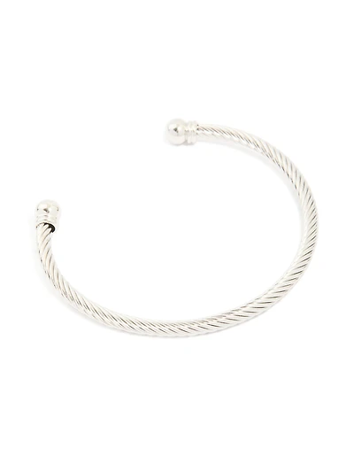 Mens Waterproof Stainless Steel Small Wire Twist Wrist Cuff