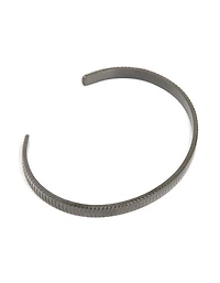 Mens Waterproof Black Stainless Steel Detailed Wrist Cuff