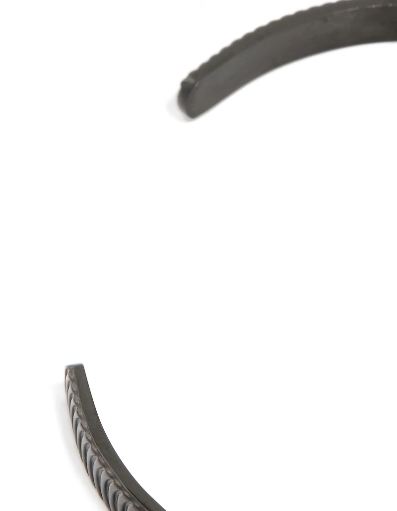 Mens Waterproof Black Stainless Steel Detailed Wrist Cuff