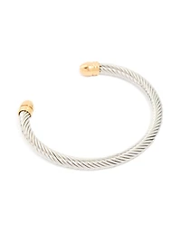 Mens Waterproof Stainless Steel Large Twisted Wire Cuff