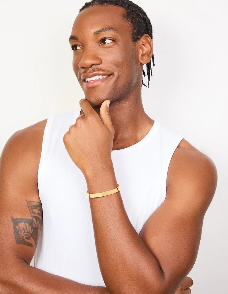 Mens Waterproof Stainless Steel Smooth Flat Wrist Cuff