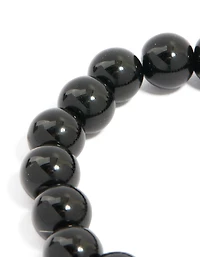 Mens Waterproof Stainless Steel Large Beaded Stretch Bracelet