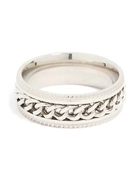 Mens Waterproof Stainless Steel Chain Detail Band Ring
