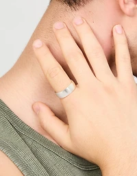 Mens Waterproof Stainless Steel Brushed Wide Band Ring