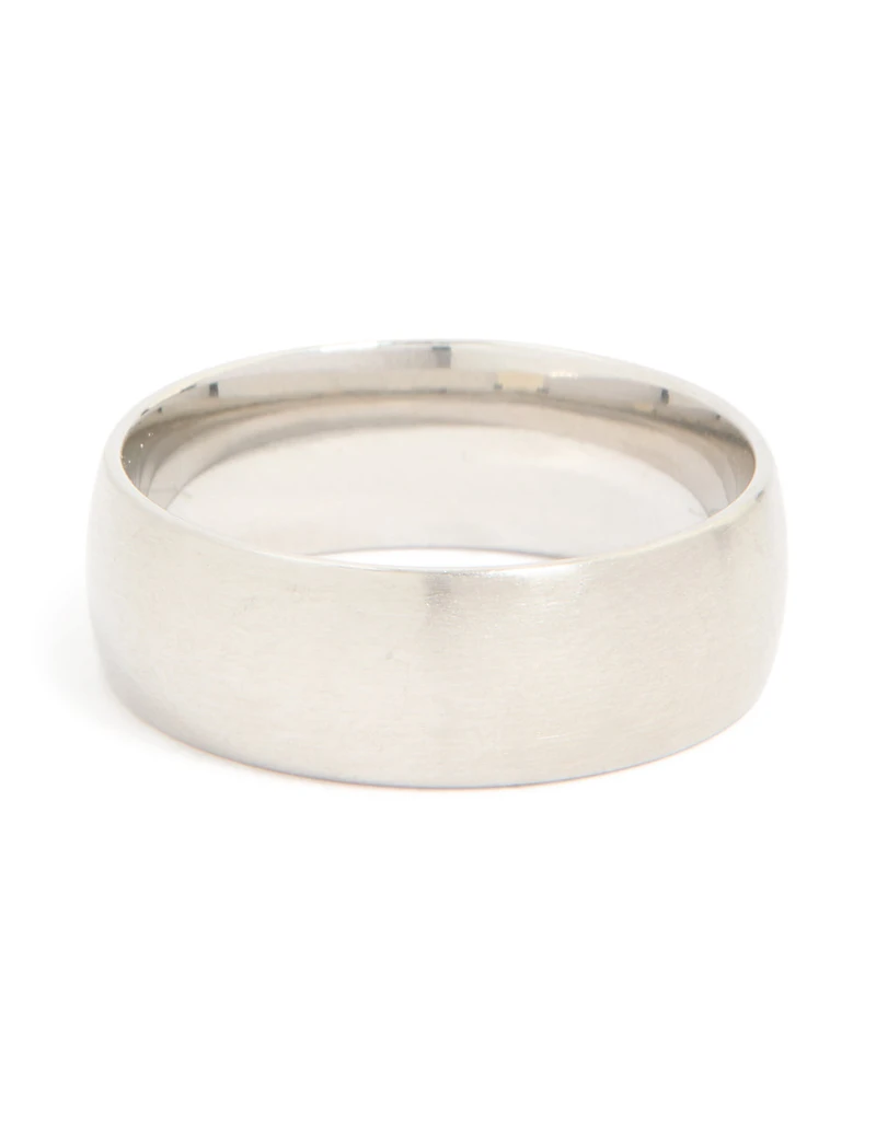 Anneau à large bande brossée en acier inoxydable imperméable pour hommes