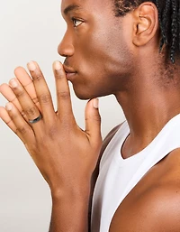 Mens Waterproof Black Coated Stainless Steel Smooth Band Ring