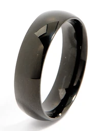 Mens Waterproof Black Coated Stainless Steel Smooth Band Ring