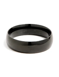 Mens Waterproof Black Coated Stainless Steel Smooth Band Ring