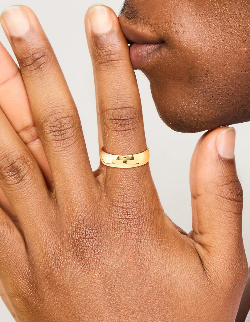 Bague de cigare lisse en acier inoxydable plaqué or pour hommes