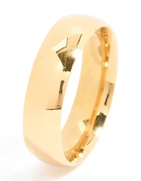 Bague de cigare lisse en acier inoxydable plaqué or pour hommes