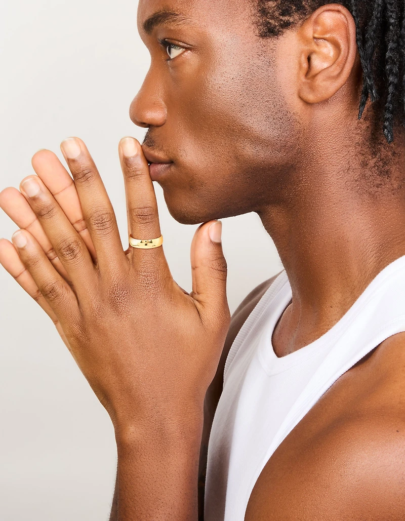 Bague de cigare lisse en acier inoxydable plaqué or pour hommes