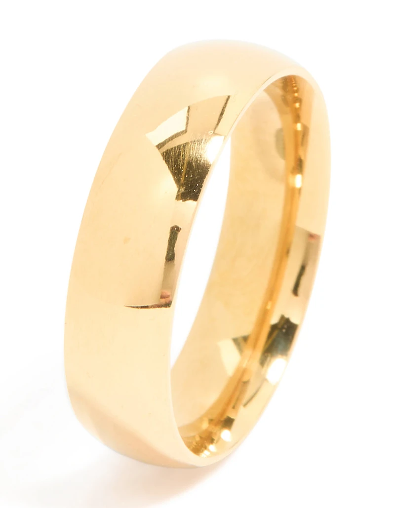 Bague de cigare lisse en acier inoxydable plaqué or pour hommes