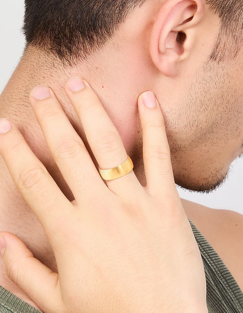 Mens Waterproof Gold Plated Stainless Steel Band Ring