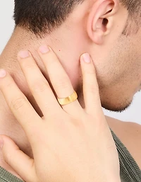 Mens Waterproof Gold Plated Stainless Steel Band Ring