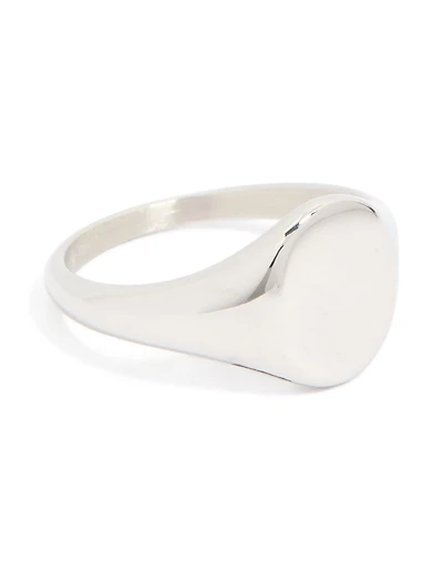 Mens Waterproof Stainless Steel Oval Signet Ring
