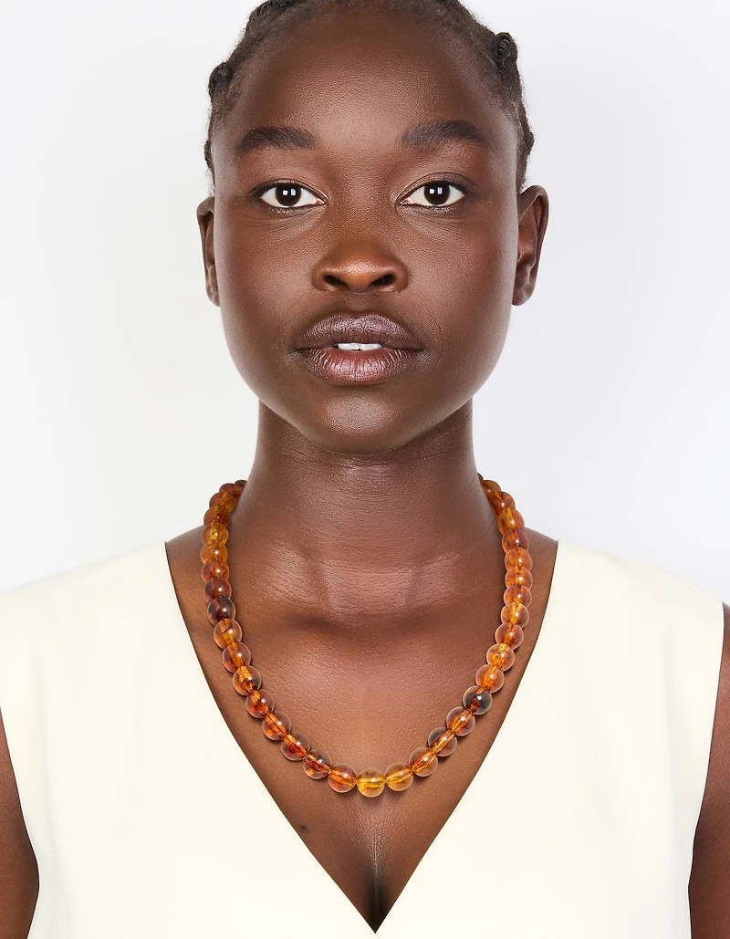 Brown Acrylic Beaded Necklace