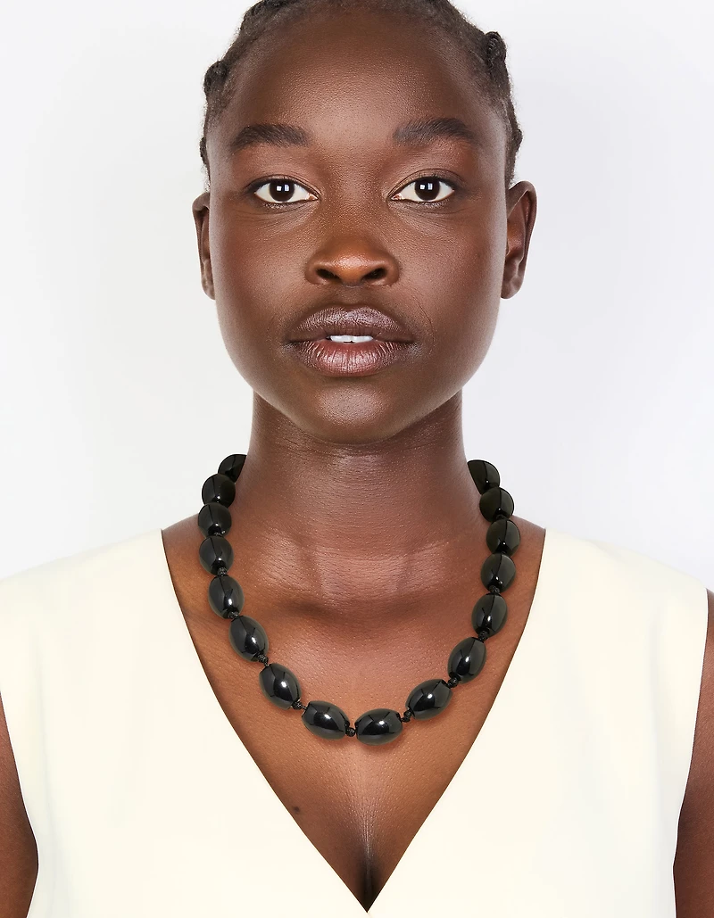 Black Acrylic Beaded Necklace