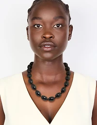 Black Acrylic Beaded Necklace