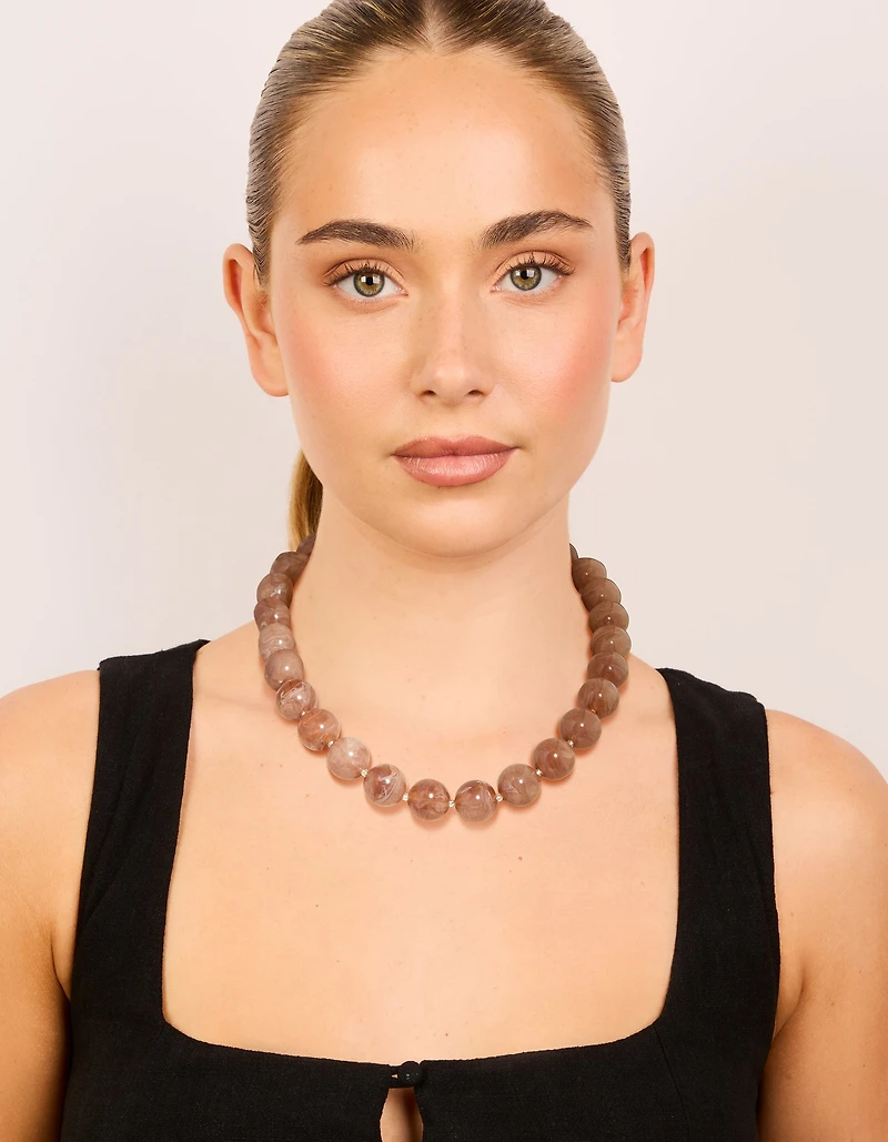 Brown Acrylic Beaded Necklace