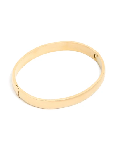 Waterproof Rose Gold Plated Stainless Steel Smooth Hinged Bangle