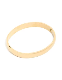 Waterproof Rose Gold Plated Stainless Steel Smooth Hinged Bangle