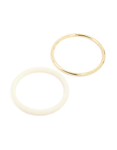 Bracelets acryliques dorés lisses et crème paquet de 2