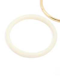 Gold Smooth & Cream Acrylic Bangles 2-Pack