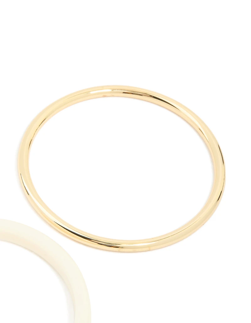 Gold Smooth & Cream Acrylic Bangles 2-Pack