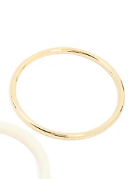 Gold Smooth & Cream Acrylic Bangles 2-Pack