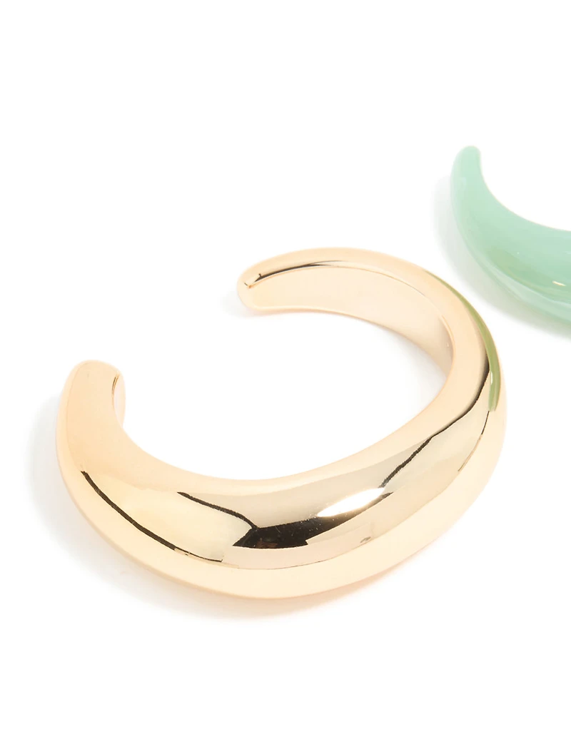 Gold & Green Acrylic Wrist Cuffs 2-Pack