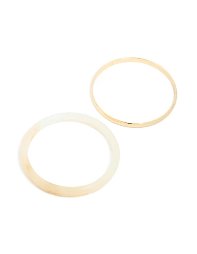 Sacs de 2 bracelets acryliques dorés lisses et neutres