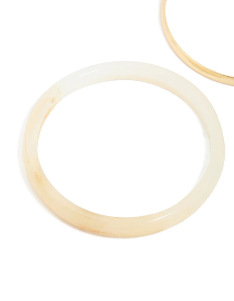Gold Smooth & Neutral Acrylic Bangles 2-Pack