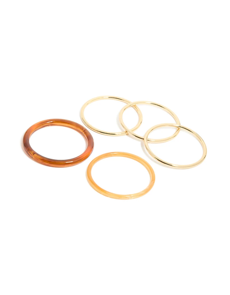 Bracelets mixtes en acrylique plaqués or et brun paquet de 5