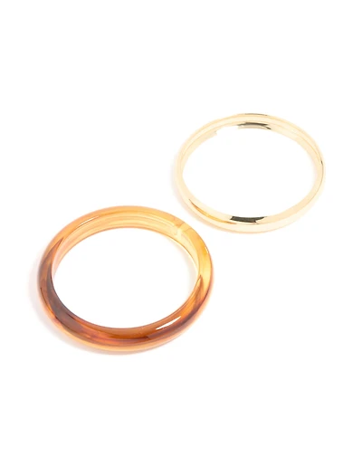 Paquet de 2 bracelets acryliques bruns et dorés