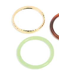 Gold Brown & Green Acrylic Bangles 3-Pack
