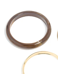 Gold & Brown Acrylic Bangles 3-Pack