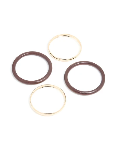 Gold & Wooden Bangles 4-Pack