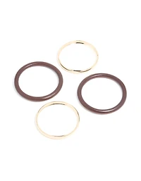Gold & Wooden Bangles 4-Pack
