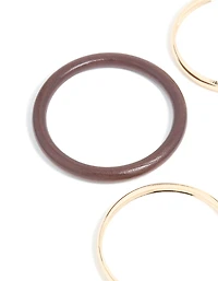 Gold & Wooden Bangles 4-Pack