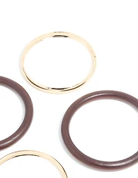 Gold & Wooden Bangles 4-Pack