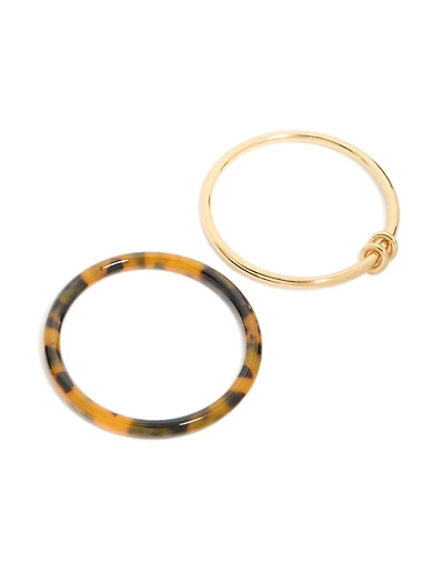 Paquet de 2 bracelets acryliques noirs bruns et dorés lisses
