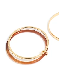 Gold Smooth & Layered Brown Acrylic Bangle Pack