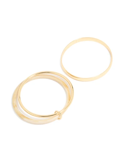 Pack de bracelets acryliques dorés lisses et neutres