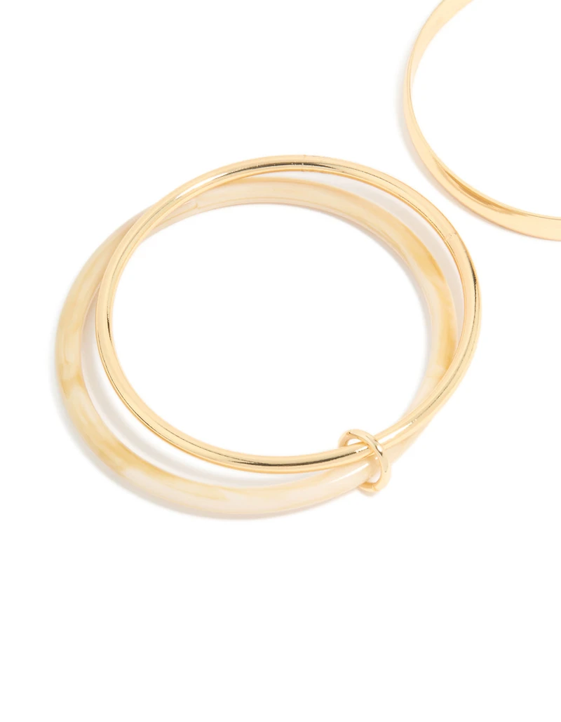 Pack de bracelets acryliques dorés lisses et neutres