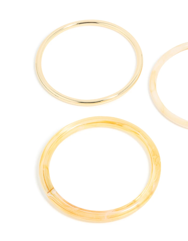 Bracelets fins en acrylique doré neutre et jaune paquet de 3