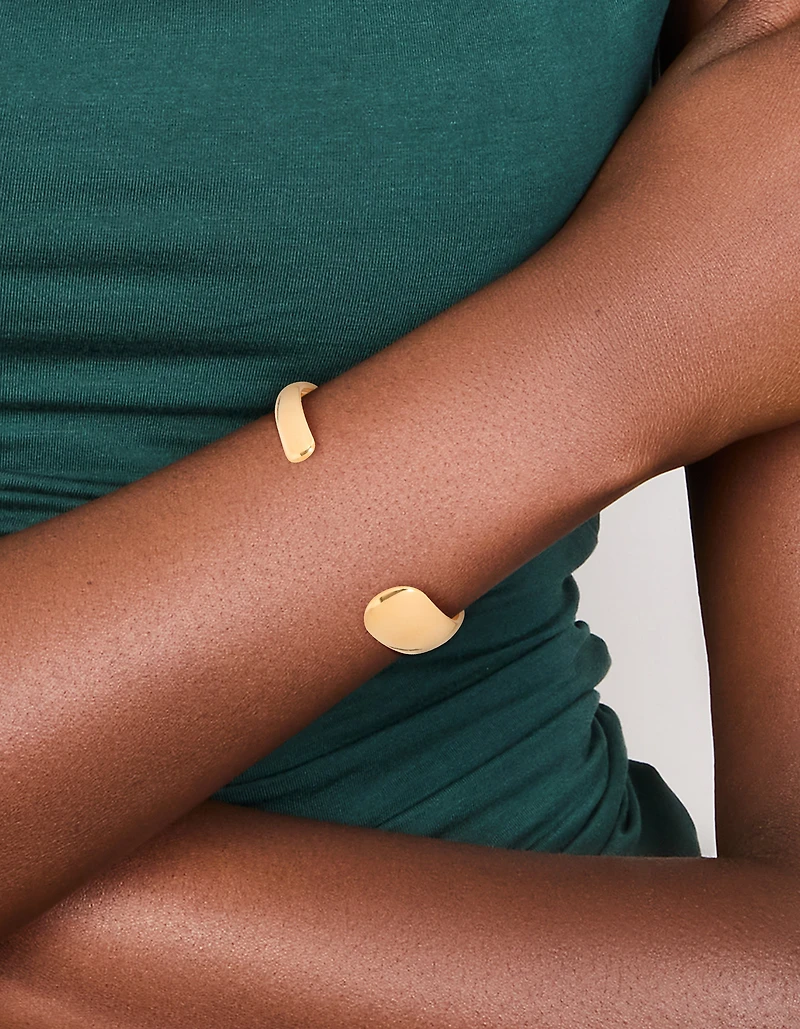Waterproof Gold Plated Stainless Steel Asymmetrical Wrist Cuff