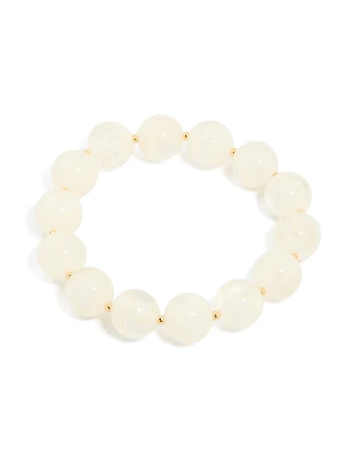 Bracelet acrylique perlé en crème dorée