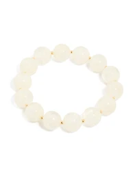 Bracelet acrylique perlé en crème dorée