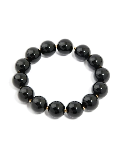 Black Acrylic Beaded Stretch Bracelet