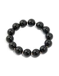 Black Acrylic Beaded Stretch Bracelet
